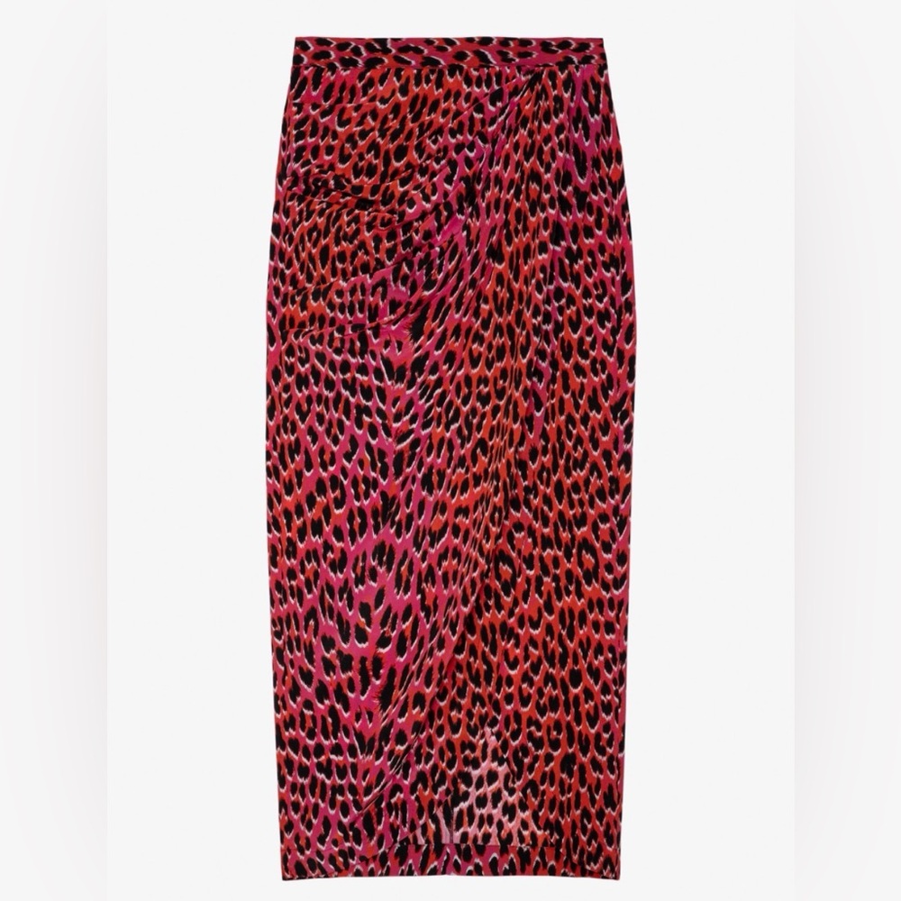 Zadig & Voltaire Jamelia Leopard Print Midi Skirt XS
